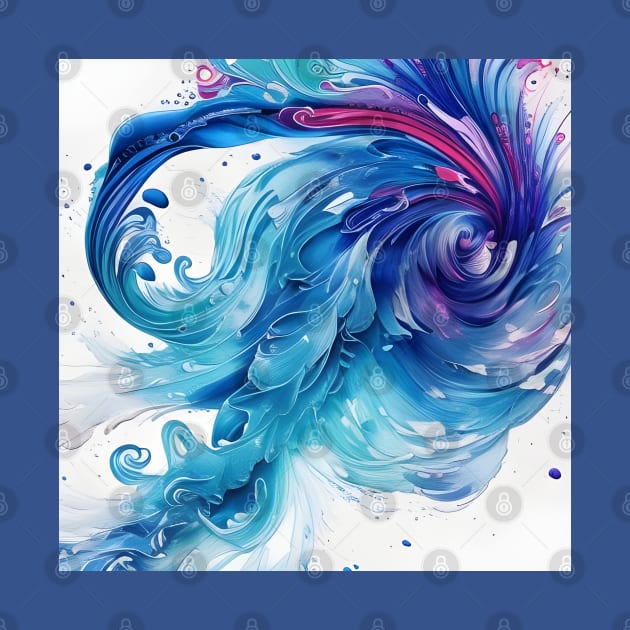 Beautiful Abstract Blue Tsunami by Chance Two Designs