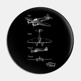 Airplane Vintage Patent Hand Drawing Pin