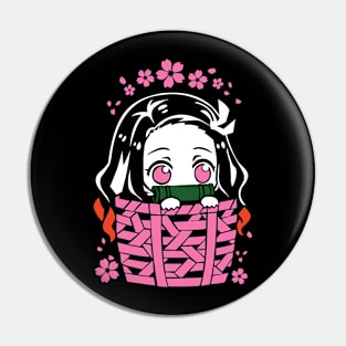 Kawaii Nezuko Chibi: Basket of Cuteness - Demon Slayer Pin