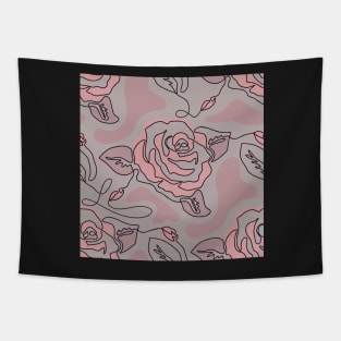 Mauve Rose Line Art Tapestry