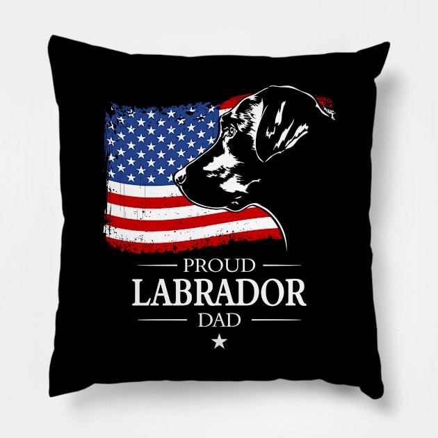 Proud Labrador Dad American Flag patriotic dog Pillow by wilsigns