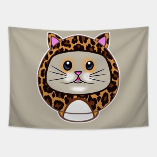 Cute Kitty Leopard Print Daruma Doll Tapestry