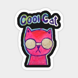 Cool Cat painting mixed media Magnet