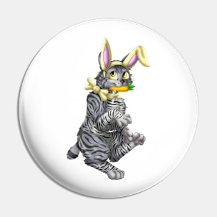 Bobtail BunnyCat: Grey Tabby (Yellow) Pin