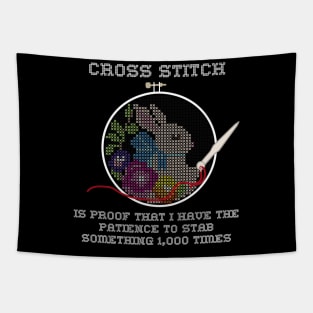 Snarky Cross Stitch Bunny in A Hoop is Stabby Tapestry