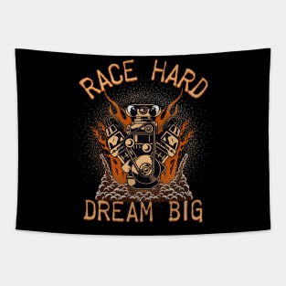 Race Hard Dream Big Motor Racing Tapestry