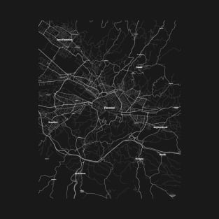 4K Florence Italy Map | HD Florence Italy Map | Black And White Map Of Florence Italy T-Shirt