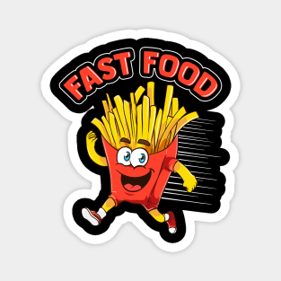 Cute & Funny Fast Food Running French Fries Joke Magnet