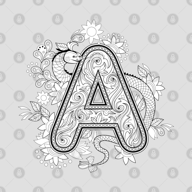 Doodle image with letter A by Artist Natalja Cernecka