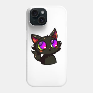 Black cat with purple eyes Phone Case