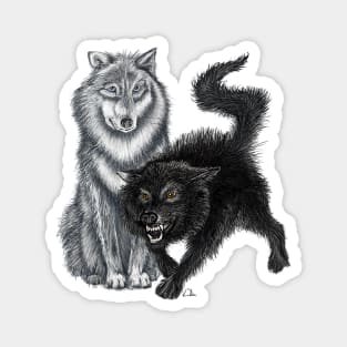 Two Wolves Magnet