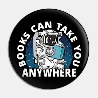 Books Book Lover Astronaut Reading Book in Space Pin