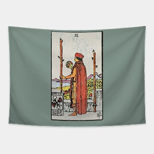 Two of wands tarot card (distressed) Tapestry