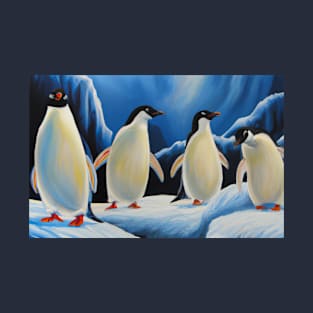 Penguins Oil Painting T-Shirt