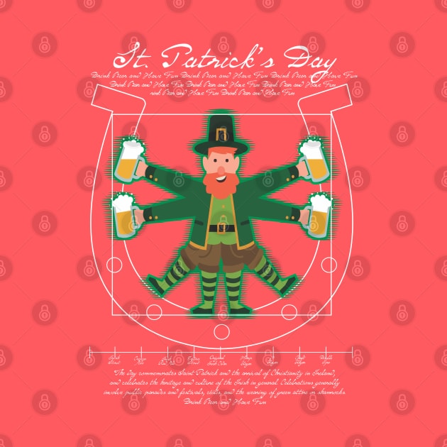 Leprechaun Man drinking beer vitruvian man by opippi