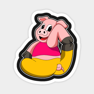 Pig at Yoga funny Magnet