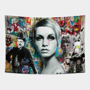 Twiggy & Chaplin pop art Tapestry