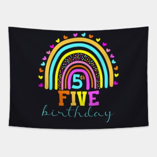 5 Years Old Rainbow 5Th Birthday For Girls Boys Kids Tapestry