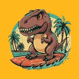 cute dinosaur surfing gift ideas, dino surf kids tees dinosaur surfing tees hoodies gift T-Shirt