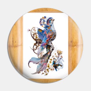 Ornate Floral Bird Pin