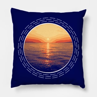 Vibrant Sunset Over The Ocean Abstract Nature Art Pillow