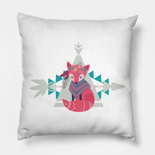 Tribal Fox Totem Boho Summer Pillow