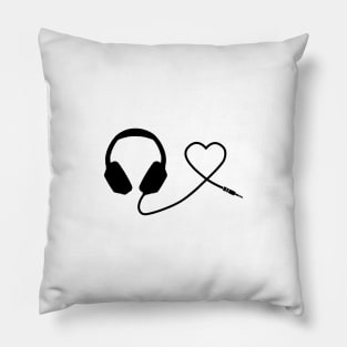 Headphones heart black Pillow