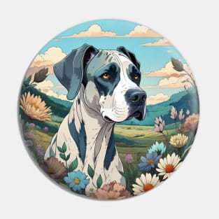 Harlequin Great Dane Landscape Pin