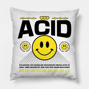 ACID HOUSE  - Smiley's side by side (yellow/black) Pillow