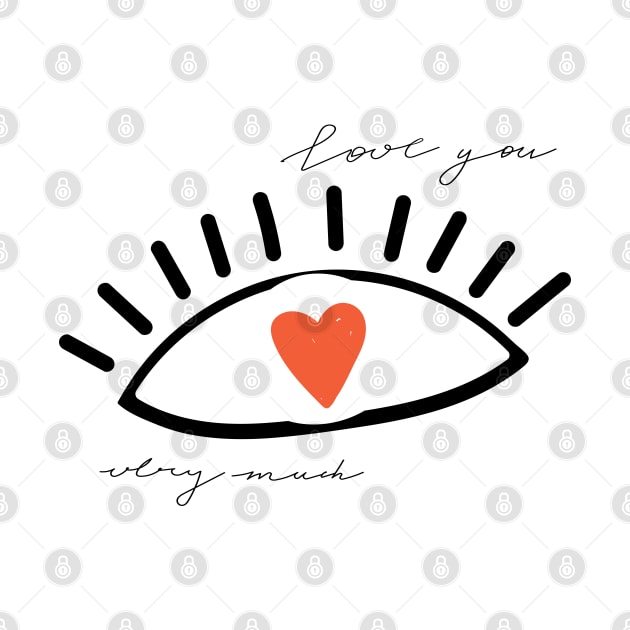 Pattern of eyes in love with heart and lettering. Valentine's day. by CoCoArt-Ua