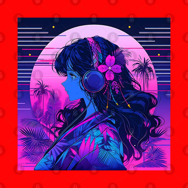 Synthwave Music Album Cover - Anime Wallpaper by KAIGAME Art