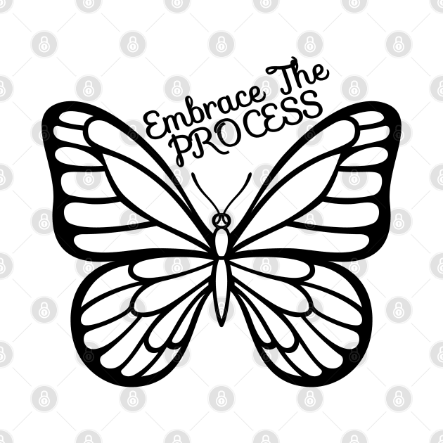 Embrace The Process - Black Cute Butterfly by Animal Specials