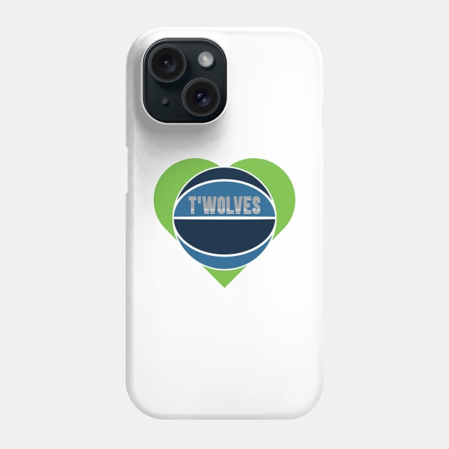 Heart Shaped Minnesota Timberwolves Basketball Phone Case by Rad Love