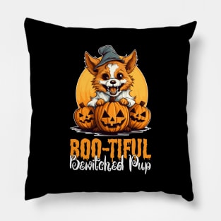 Boo-tifully Bewitched Puppy Dog Halloween Pillow