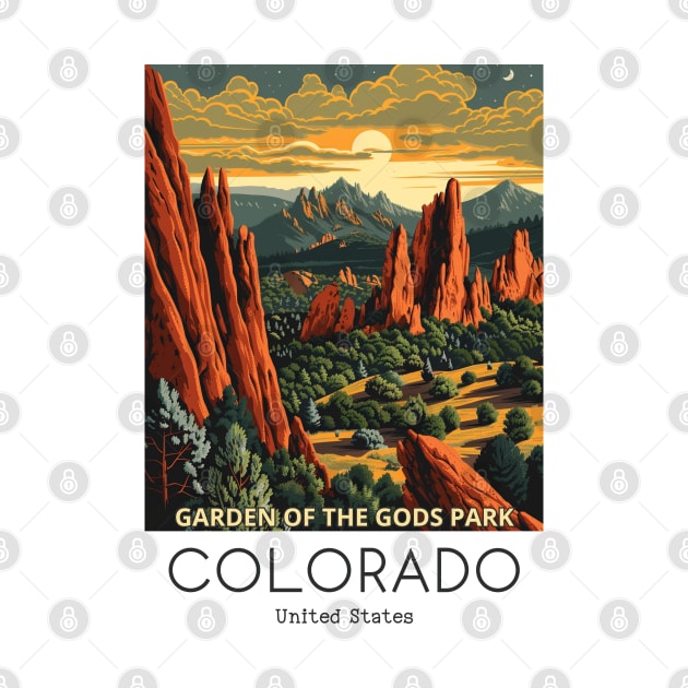 A Vintage Travel Illustration of the Garden of the Gods Park - Colorado - US by goodoldvintage