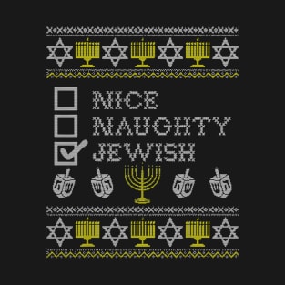 Nice Naughty Jewish Funny Hanukkah Christmas Holiday T-Shirt