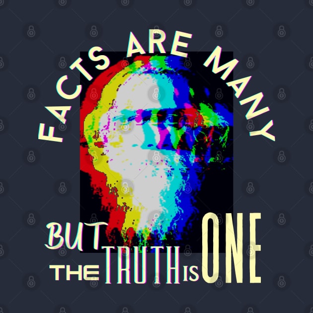 Tagore portrait art and quote: Facts are many, but the truth is one by artbleed