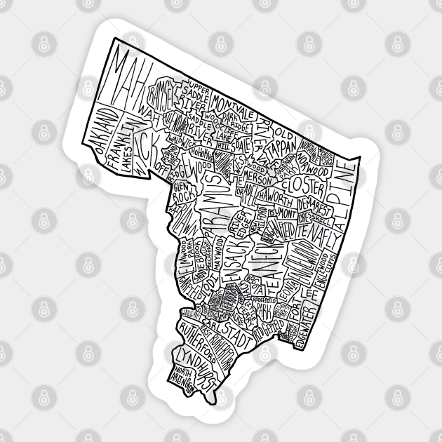 Map Of Bergen County Nj Bergen Sticker Teepublic
