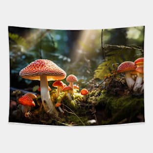 Mushroom Forest Nature Serene Tranquil Tapestry