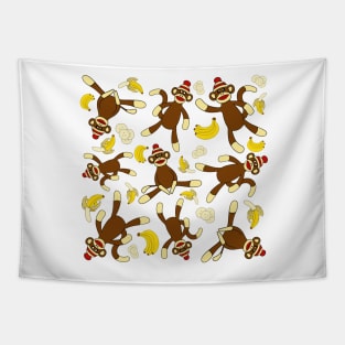 Sock Monkey & Bananas All Over Print Tapestry