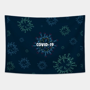 Seamless Pattern Blue and Green Virus Disease Tapestry