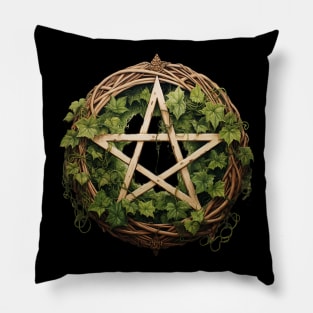 Floral Watercolor Wiccan Pentagram Pillow