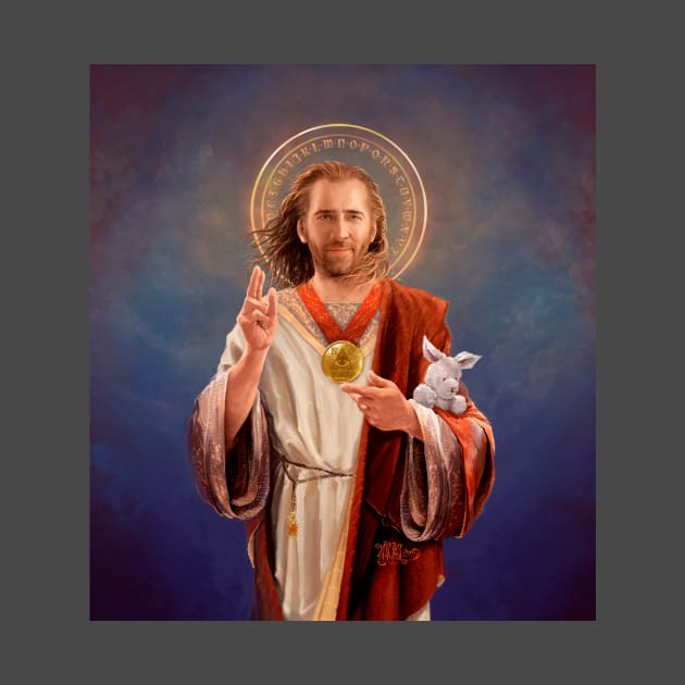 Saint Nicolas of Cage - Nic Cage Original Religious Painting by vincentcarrozza