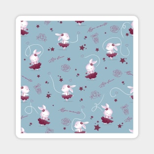 Magic moments with cute bunnies blue Magnet