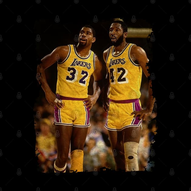 Magic Johnson and James Worthy, 1984 by Omeshshopart