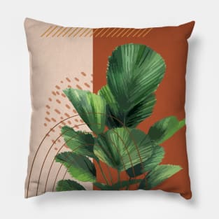 Mid Century Modern, Abstract Palm  Illustration Pillow