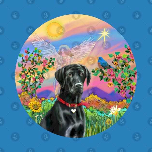 Sky Angel Rainbow Bridge with a Black Labrador Retriever by Dogs Galore and More