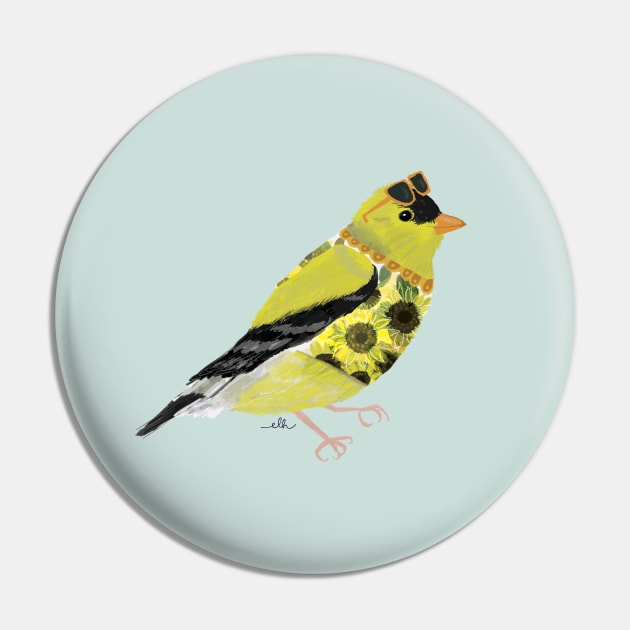 Summer Goldfinch Pin by EmilyLaurelHarris