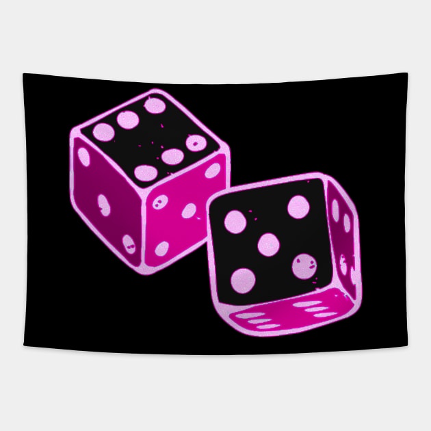 Cool Pink Dice Tapestry by ROLLIE MC SCROLLIE