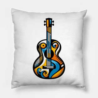 Guitar illustration. Guitar illustration in cubist style Pillow